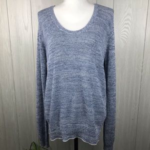 Theory blue viscose open knit sweater long sleeve scoop neck